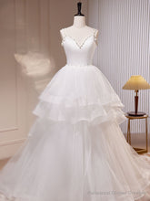 White A-Line Tulle Long Prom Dress, White Tulle Sweet 16 Dresses